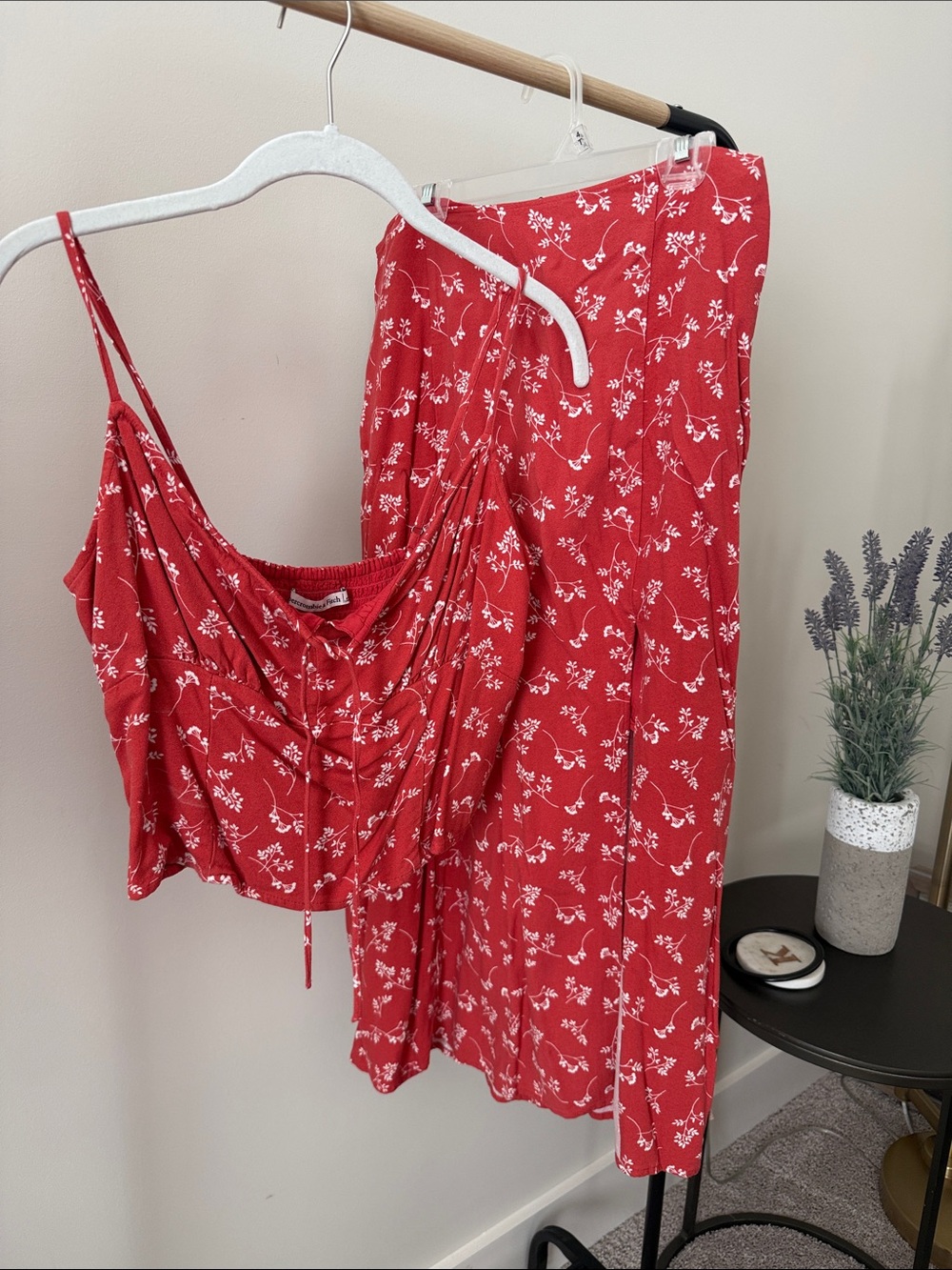 Abercrombie & Fitch Red Floral Skirt Set